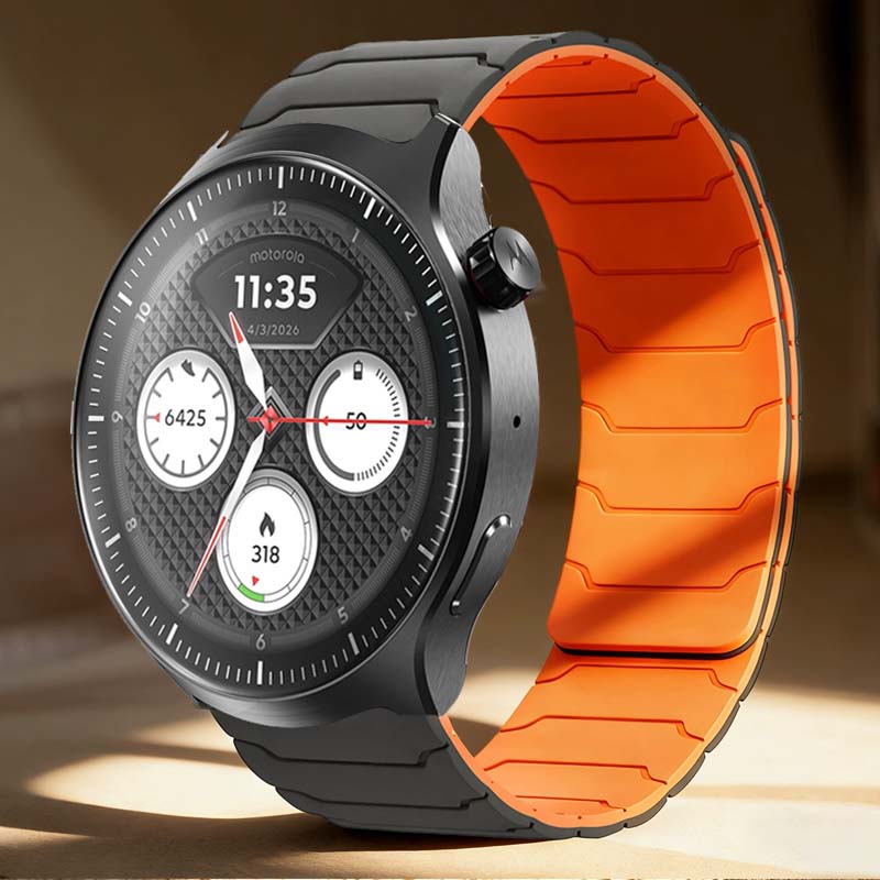 Motorola Smartwatch Accessories - 20mm、22mmの磁石付きシリコン製ウォッチバンド。Motorola Moto Watch Ultra Sport、Moto Watch