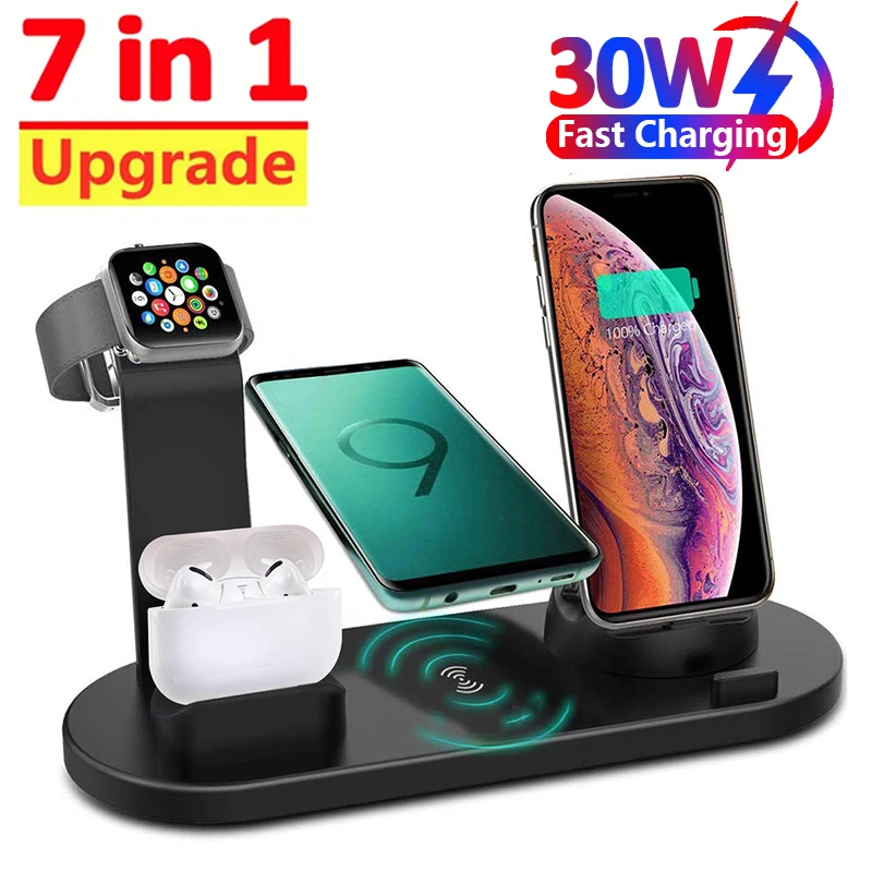 Smartwatch X12 - 7 で 1 ワイヤレス充電器スタンドパッド iPhone 15