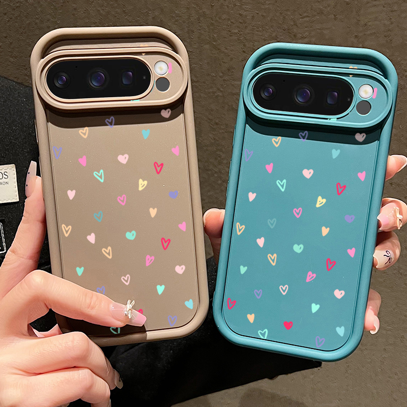 カラフルな小さなハート柄ソフトケース Google Pixe - Google Pixel 9 のレビューと価格