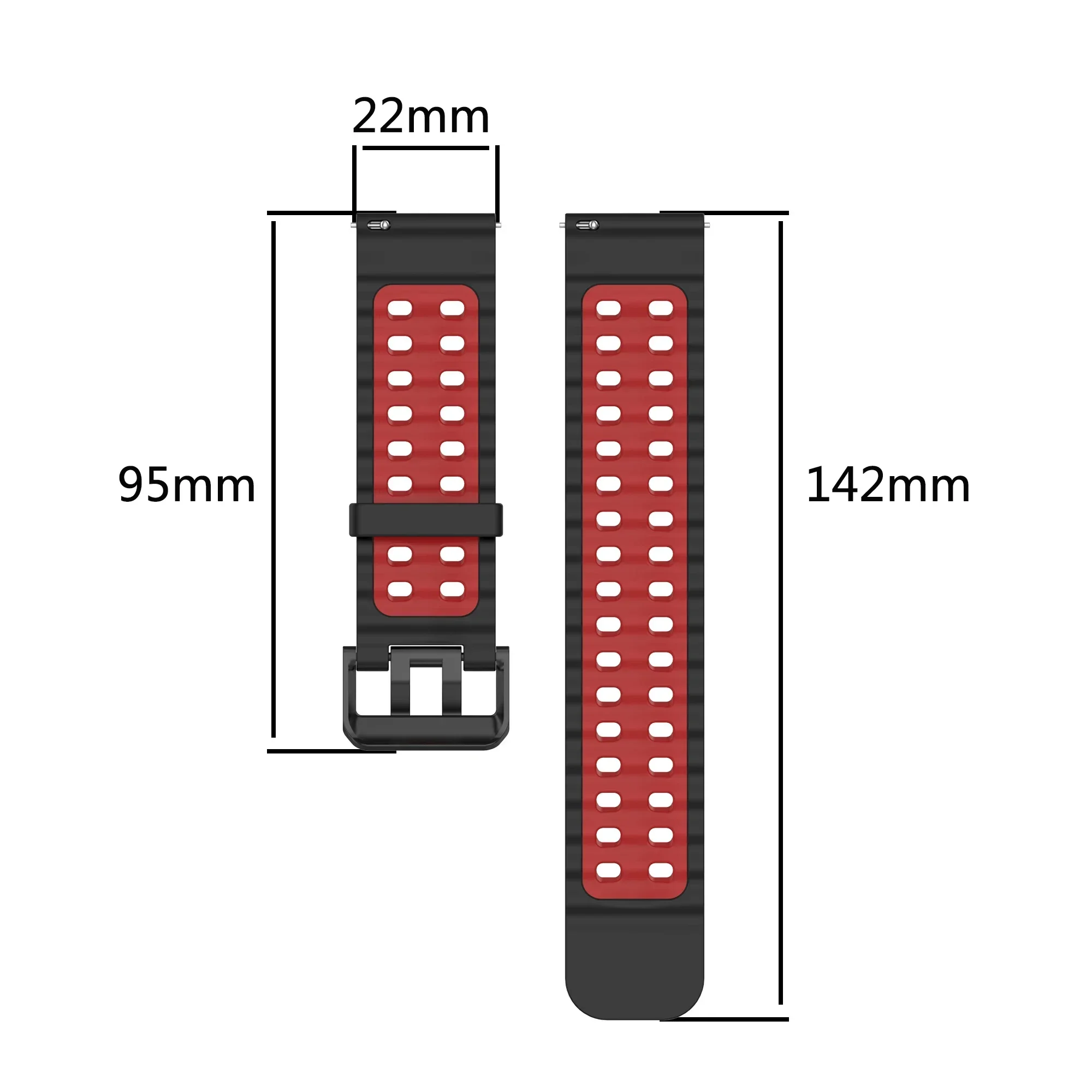 22mmの通気性のあるツートンカラーのシリコン製ストラップ。 - Motorola Smartwatch Accessories のレビューと価格