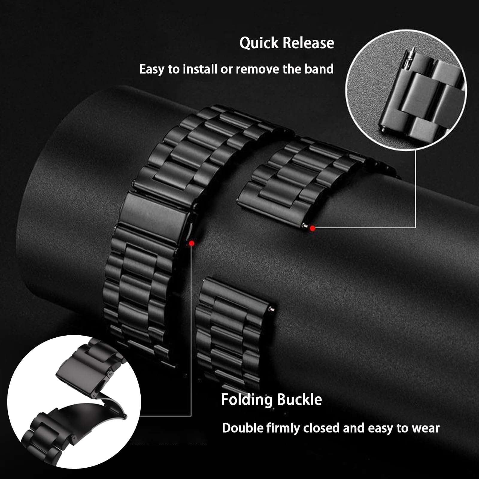 18mm、20mm、22mmのステンレススチール製ストラップ - Motorola Smartwatch Accessories のレビューと価格
