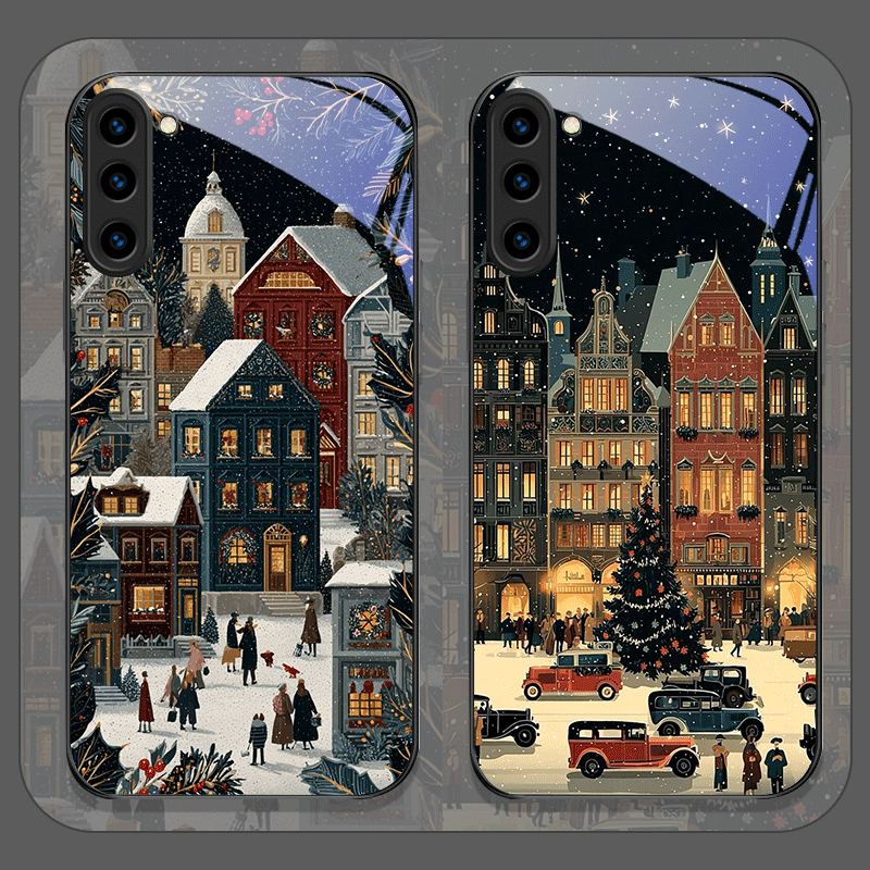 クリスマス冬雪街路風景強化ガラス製スマホケース Samsun - Samsung Galaxy S24 のレビューと価格