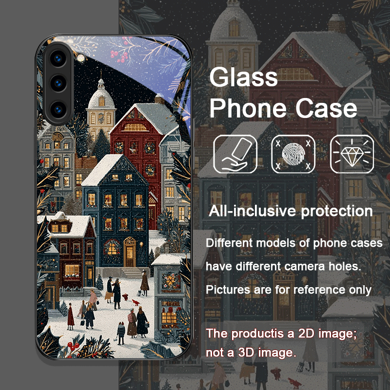 クリスマス冬雪街路風景強化ガラス製スマホケース Samsun - Samsung Galaxy S24 のレビューと価格
