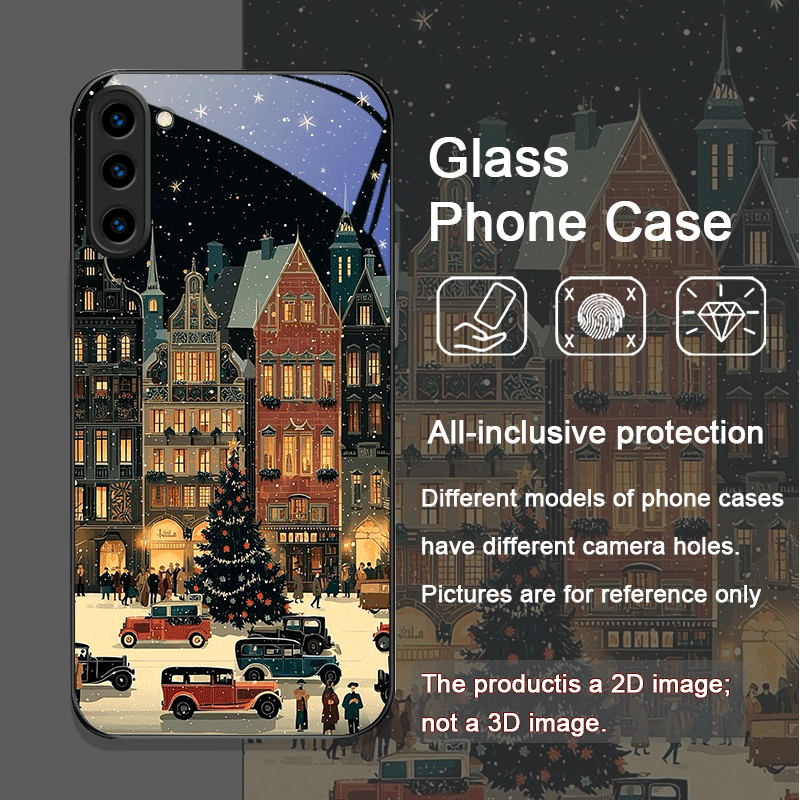 クリスマス冬雪街路風景強化ガラス製スマホケース Samsun - Samsung Galaxy S24 のレビューと価格
