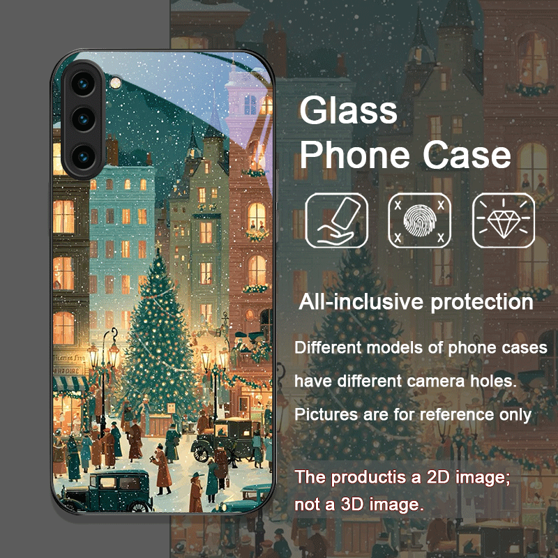 クリスマス冬雪街路風景強化ガラス製スマホケース Samsun - Samsung Galaxy S24 のレビューと価格
