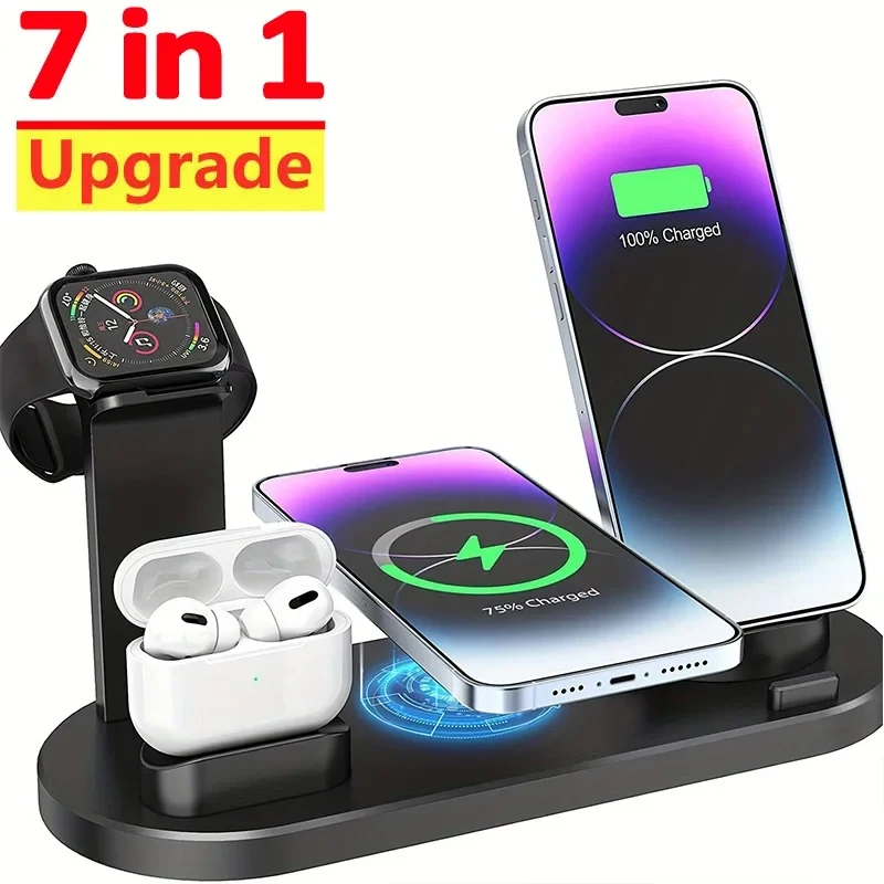 7 で 1 ワイヤレス充電器スタンドパッド iPhone 1 - Smartwatch X12 のレビューと価格