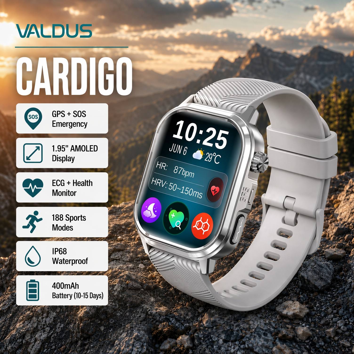 VALDUS CARDIGO メンズ レディース ECG 健 - Smartwatch Custom のレビューと価格