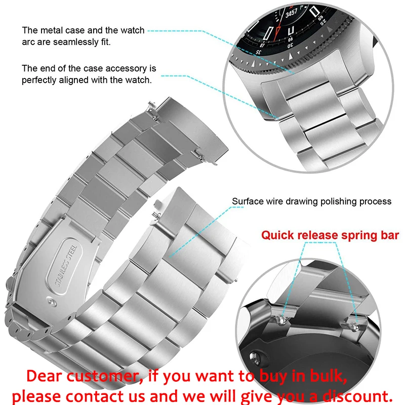 22 ミリメートル 20 ミリメートル金属バンドサムスンギャ - Motorola Smartwatch Accessories のレビューと価格