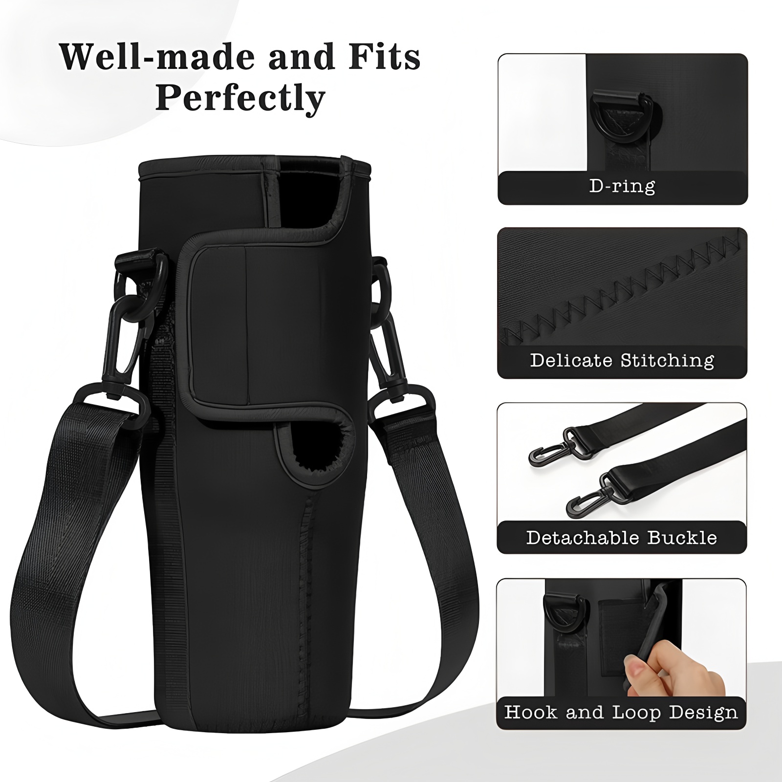 大型40オンス断熱漏れ防止ウォーターボトルキャリアバッグポー - Rugged Sport Strap のレビューと価格