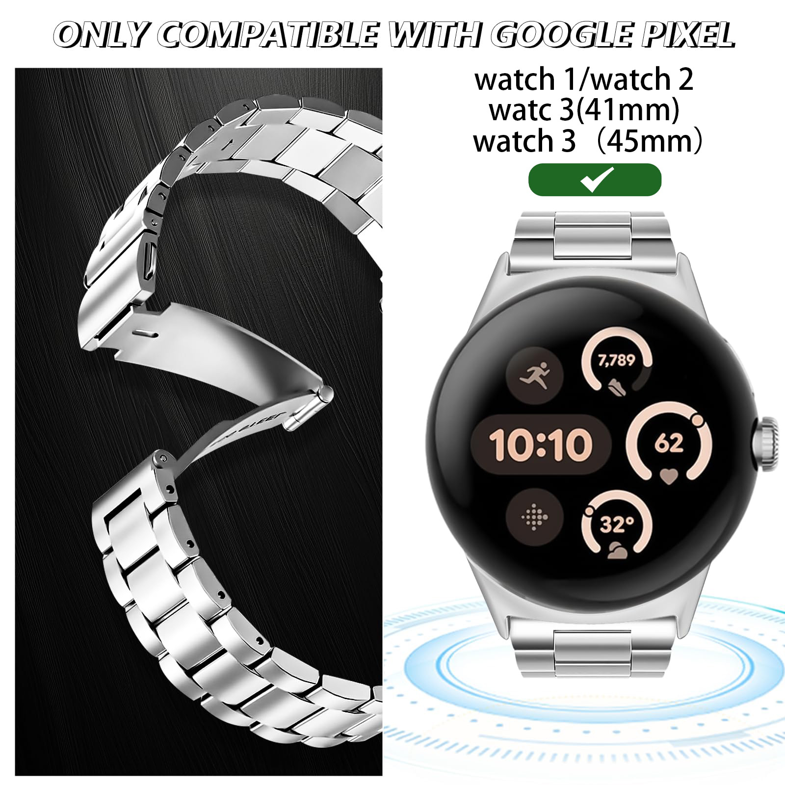 ステンレススチール時計ストラップスーツ Google Pix - Motorola Smartwatch Accessories のレビューと価格