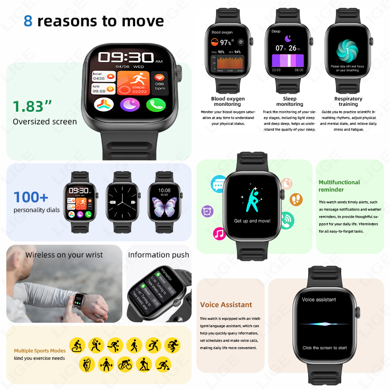 LIGE スマートウォッチ メンズ 1.83 インチ HD  - Smartwatch Custom のレビューと価格